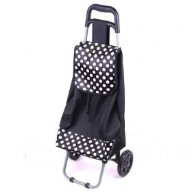 Black Foldable And Renewable Shopping Cart/ Shopping Trolley With Top And Bottom Spots Print