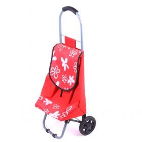 Red Floral Prints Pattern Renewable Portable And Foldable Shopping Trolley/ Shopping Cart