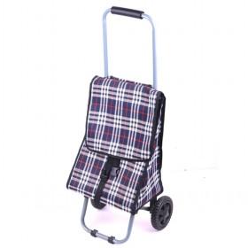 Black British Style Checked Pattern Portable And Foldable Shopping Trolley/ Shopping Cart