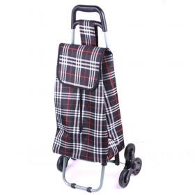 British Style Checked Pattern Portable And Foldable Shopping Trolley/ Shopping Cart