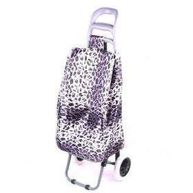 Light Purple Leopard Prin Reusable Foldable And Removable Shopping Trolley/ Shopping Cart
