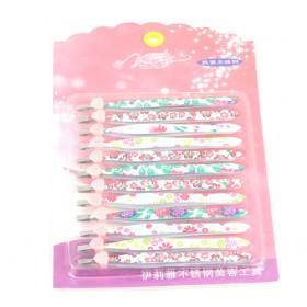 Girl 's 12pcs High-quality Stainless Steel Slanted Eyebrow Tweezers Hair Removal Clip Makeup Tool