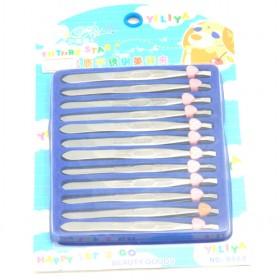 Lovely 12pcs High-quality Stainless Steel Slanted Eyebrow Tweezers Hair Removal Clip Makeup Tool