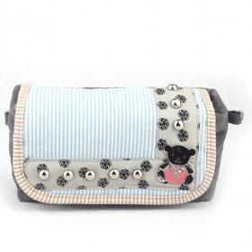 Lovely Design Pastoral Stylish Blue Waterproof PU Utility Double-layer Cosmetic Makeup Bags