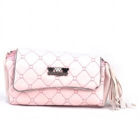 Sweet Design Stylish Pink Plaid Waterproof PU Utility Double-layer Cosmetic Makeup Bags