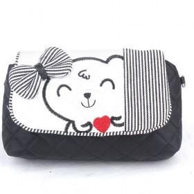 Sweet Design Stylish White And Black Waterproof PU Utility Double-layer Cosmetic Makeup Bags