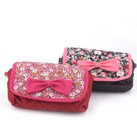 Lovely Design Pastoral Stylish 2 Colors Waterproof PU Utility Double-layer Cosmetic Makeup Bags
