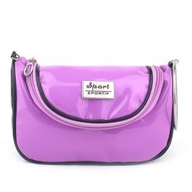 Elegant Purple Waterproof PU Utility Double-layer Zipping Cosmetic Makeup Bags