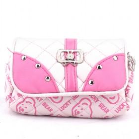 Cute Pink And White Double-layer Zipping Portable Waterproof Multifunctional Zipping Cosmetic Makeup Bag