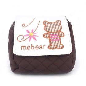 Brown And White Cartoon Bear Prints Tassel Lattice Double-layer Cosmetic Makeup Bags