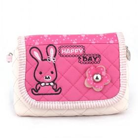Rosered And White Cartoon Bunny Prints Tassel Lattice Double-layer Cosmetic Makeup Bags