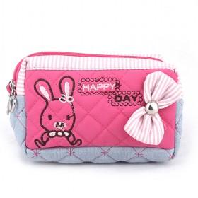 Black And White Cartoon Bunny Prints Tassel Lattice Double-layer Cosmetic Makeup Bags