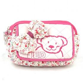 Cute Pink And White Cartoon Dog Prints Double-layer Zipping Portable Waterproof Multifunctional Cosmetic Makeup Bag