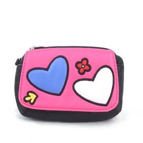 Delicated Pink With Blue And White Double-layer Zipping Portable Waterproof Multifunctional Cosmetic Makeup Bag