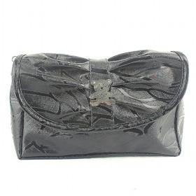 Elegant Design Black Bowtie Decorative Double-layer Zipping Portable Waterproof Multifunctional Cosmetic Makeup Bag