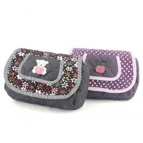 Fashionable Purple And Black Double-layer Zipping Portable Multifunctional Cosmetic Makeup Bag