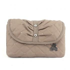Modern Design Fashionable Beige Double-layer Portable Multifunctional Cosmetic Makeup Bag