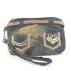 Good Quality Retro Stylish Delicated Jeans Design Decorative PU Cosmetic Makeup Bag