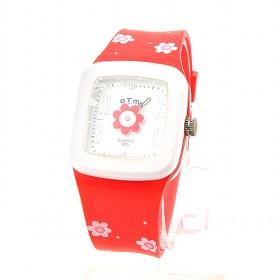 White And Red Square Gel Crystal Silicone Jelly Quartz Wrist Watch