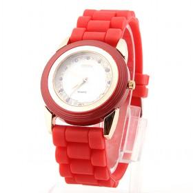 Hot Sale Girls Stylish Silicon Crystal Jelly Red Wrist Watch