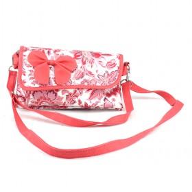 Delicated Red Floral Prints Decorative Tassel Lattice Double-layer Cosmetic Makeup Bags