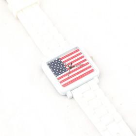 Plain White American Flag Decorative Waterproof Wrist Watch
