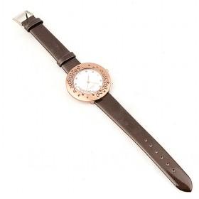 Classic Broown Engraved Metal Dial Ladies Quartz Watches
