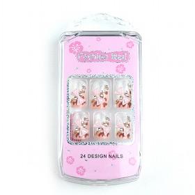 Pink Floral Decorative Fake Nail Set