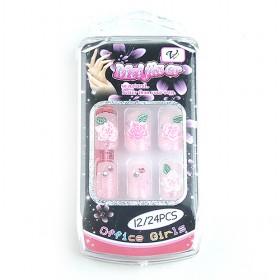 New Design Pink Theme Fake Acrylic Nail Set