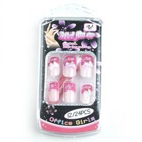 Girls Pink Roses Decorative Fake Nail Set