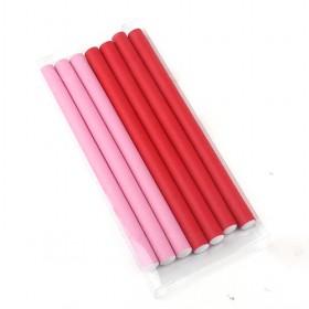 Wholesale Fashionable Design Pink And Red Double-colored Rubber Rods Hair Roller Set