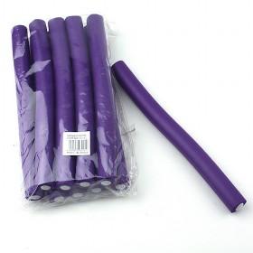Wholesale Good Quality Slim Dark Purple Rubber Rods Hair Roller Set