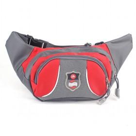 Good Quality Red And Grey Sport Style Multifunction Waterproof Nylon Zipping Waist Bag/ Fanny Pack