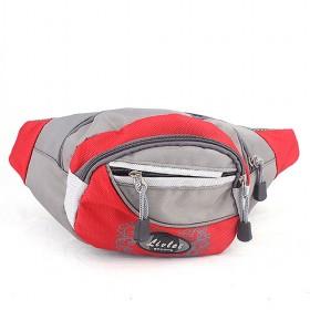 Good Quality Red And Grey Sporting Style Multifunction Waterproof Nylon Zipping Waist Bag/ Fanny Pack