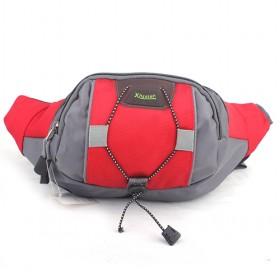 Good Quality Red And Grey Sporting Style Multifunction Waterproof Nylon Waist Bag/ Fanny Pack