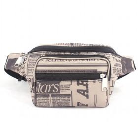 Top Quality Brown Letters-prints Multifunction Waterproof Nylon Waist Bag/ Fanny Pack