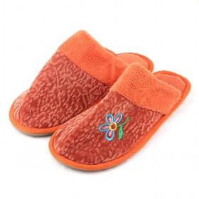 Womens Orange Plush Slippers