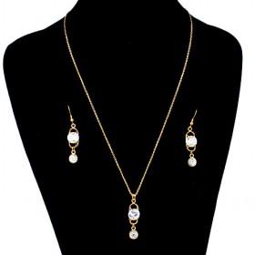 Trendy Stainless Steel Necklace Set, Earings