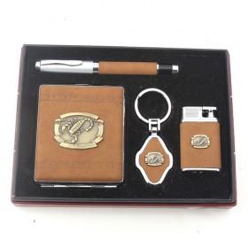 High Quality Business Gift Set, Brown Color, Business Card Holder, Key Chain, Lighter, Pen