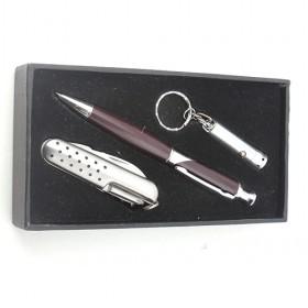 Simple Business Gift Pack Of 3, Brown Series Of Cork Screw, Pen, Laser Light
