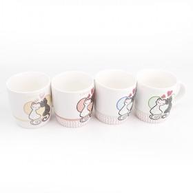 New Design White Cute Cartoon Cat Lovers Printed Ceramic Coffee Mugs/ Water Cups Serial