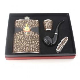 Personal Use Wine Set Of Portable Flask, Pipe, Knife, Shot Glass, Perfect Gift Set