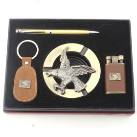 2013 Hot Business Gift Pack, Smoking Set Of Star Design Steel Ashtray, Key Chain, Lighter, And Pen