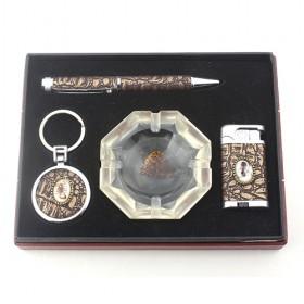 4 Pieces Smoking Set Of Ashtray, Keychain, Pen, Lighter, Smoker Set Wonderful Business Gift