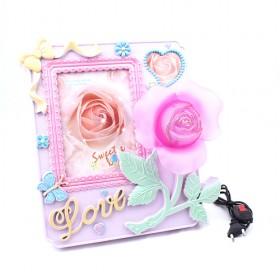 Elegant Pink 3D Rose Decorative Photo Frame