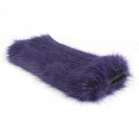 Women Ladies Dark Blue Fur Leg Warmer Muffs Foot Cover Boots Sleeve Warm Longwool Leopard