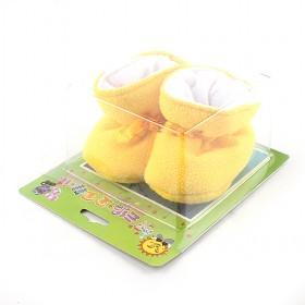 Sweet Light Yellow Soft Handmade Woolen Crochet Footwear For Toddler Infant Babies