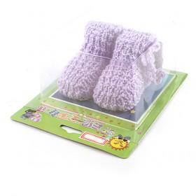 Sweet Light Purple Soft Handmade Woolen Crochet Footwear For Toddler Infant Babies