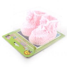 Pink Cute Decorative Soft Handmade Woolen Crochet Footwear For Toddler Infant Babies