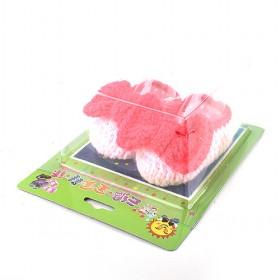 Cute Stylish Pink Bowtie Decorative Soft Handmade Woolen Crochet Footwear For Infant Babies